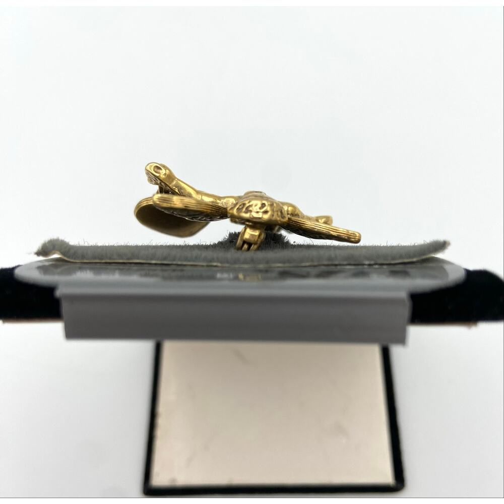 1928 Brand Angel Wings Cherub Brooch Pin Heart Dangle Victorian Style Gold Tone - Picture 6 of 11